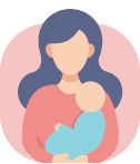 Illustrasjon av en kvinne som holder en baby