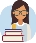 Illustrasjon av en kvinne med bøker